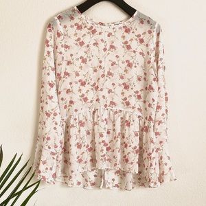 Sheer Floral Button-up Back Top